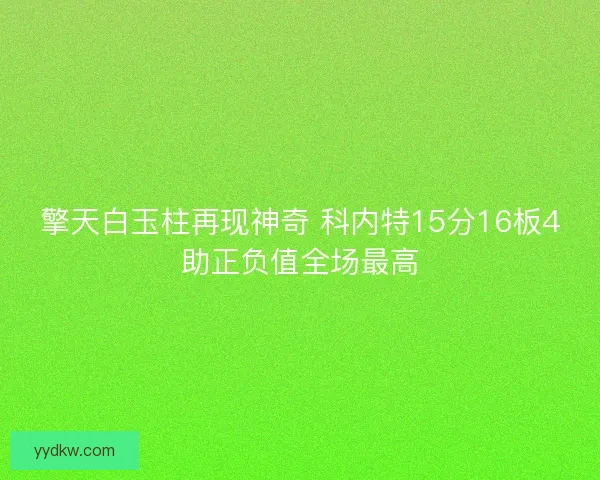 擎天白玉柱再现神奇 科内特15分16板4助正负值全场最高